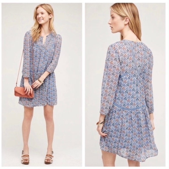 Anthropologie Holding Horses Betony Swing Crochet Prairie Floral Dress Sz 0/UK 4 - Picture 6 of 15